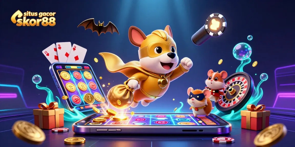 Play and win on situs gacor skor88 with colorful illustrations of gaming excitement and fun!