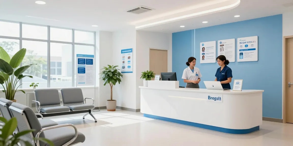 BL555 healthcare provider offering patient care in a modern clinic setting.