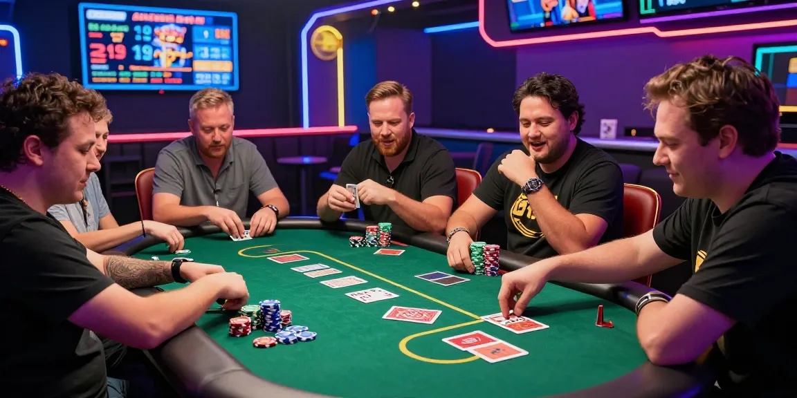 Người chơi tại bàn Poker B52 Club vui vẻ tham gia trò chơi thu hút và sôi động.