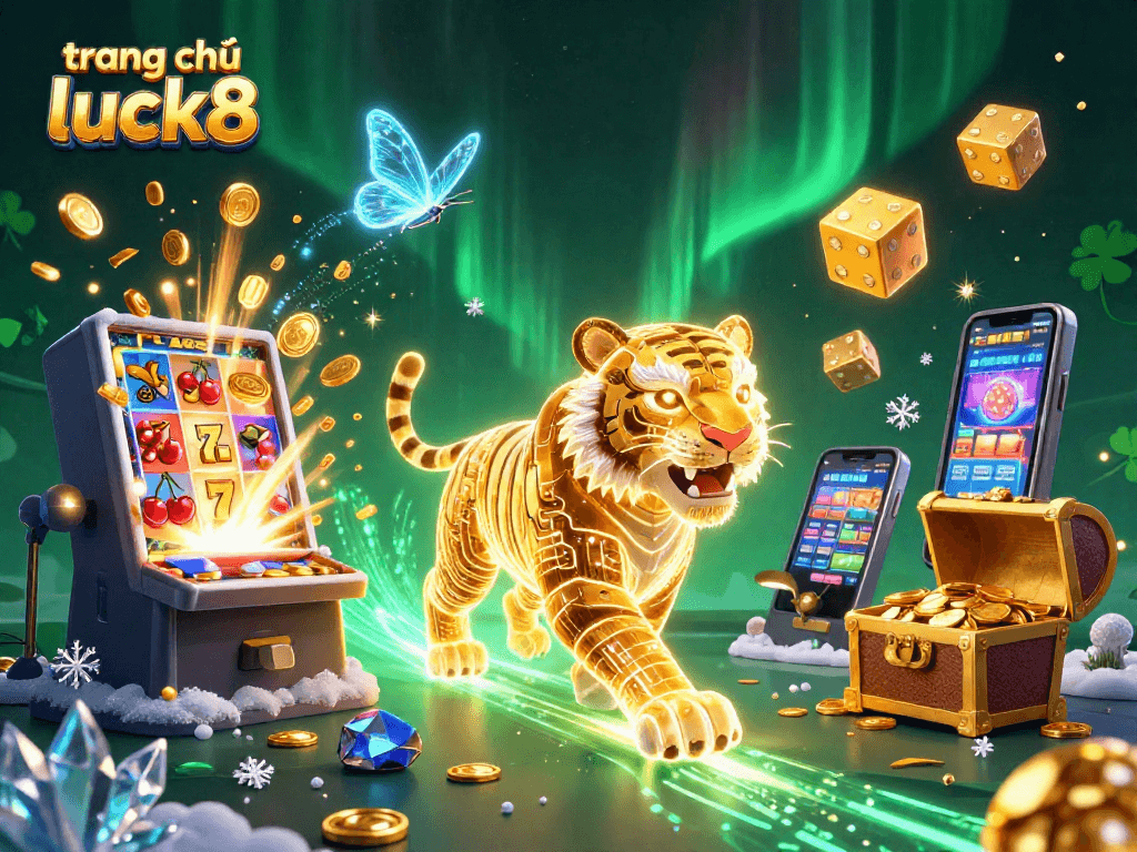 Experience thrilling gaming on trang chủ luck8 with vibrant casino elements and a golden tiger!