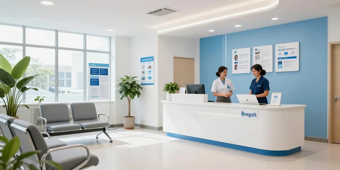 BL555 healthcare provider offering patient care in a modern clinic setting.