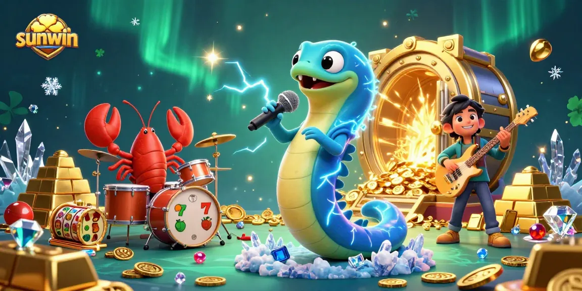 Experience excitement at sunwin with a lively DJ electric eel and dynamic underwater casino scene.