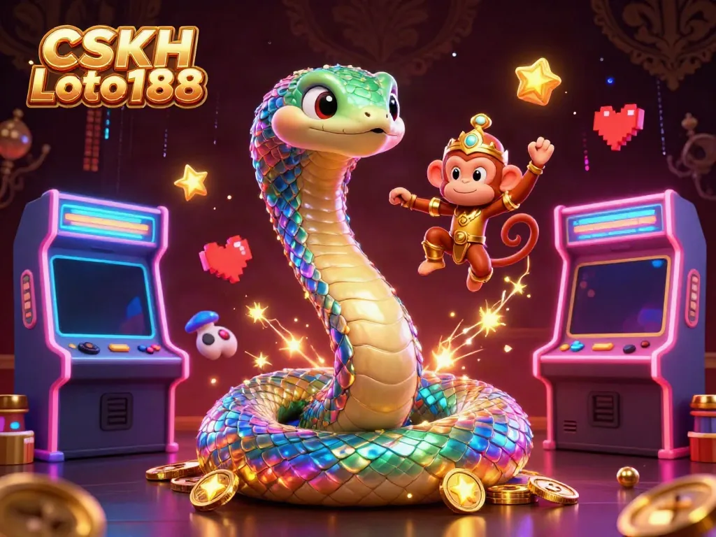 Engage with CSKH Loto188's vibrant 3D world filled with playful characters and casino elements.