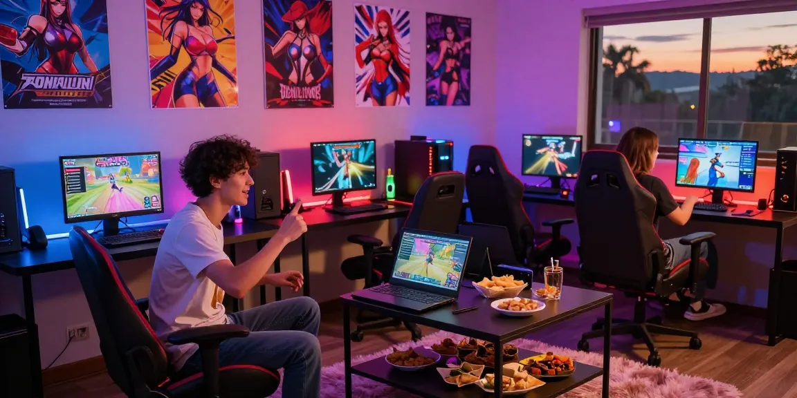 Players enjoying real hentai games in a vibrant gaming lounge.