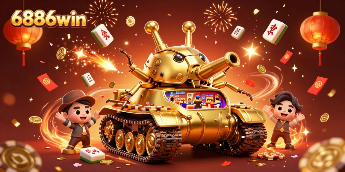 Experience the excitement of 6886win with a magical casino tank bursting with confetti and coins.