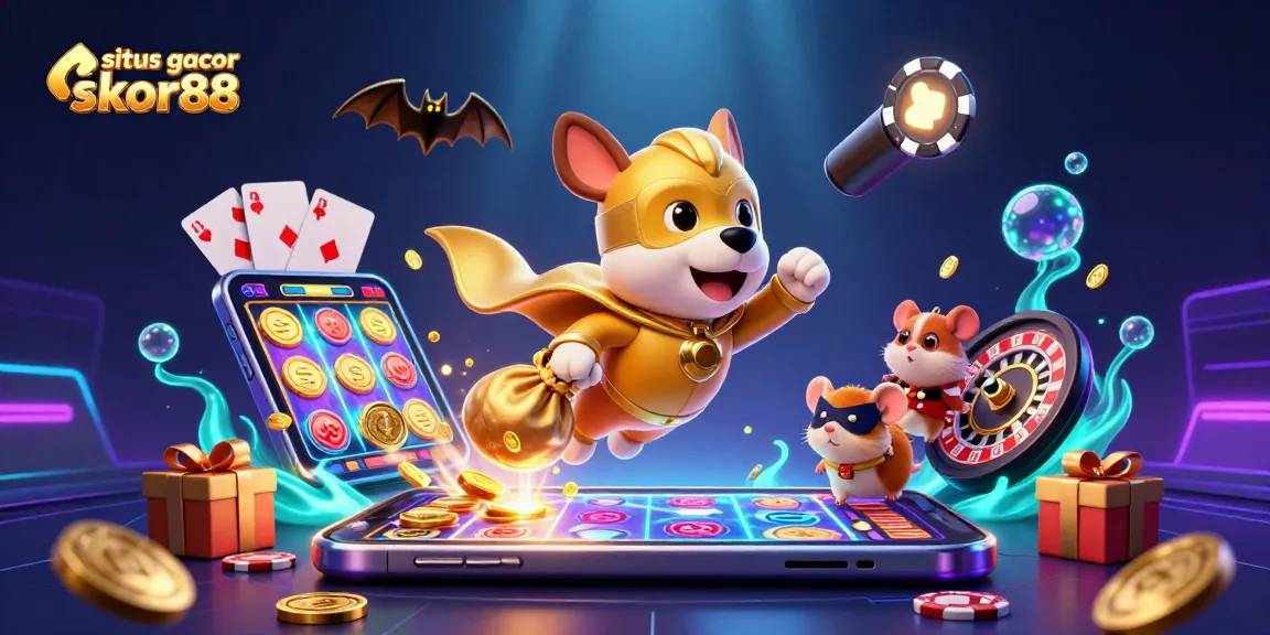 Play and win on situs gacor skor88 with colorful illustrations of gaming excitement and fun!