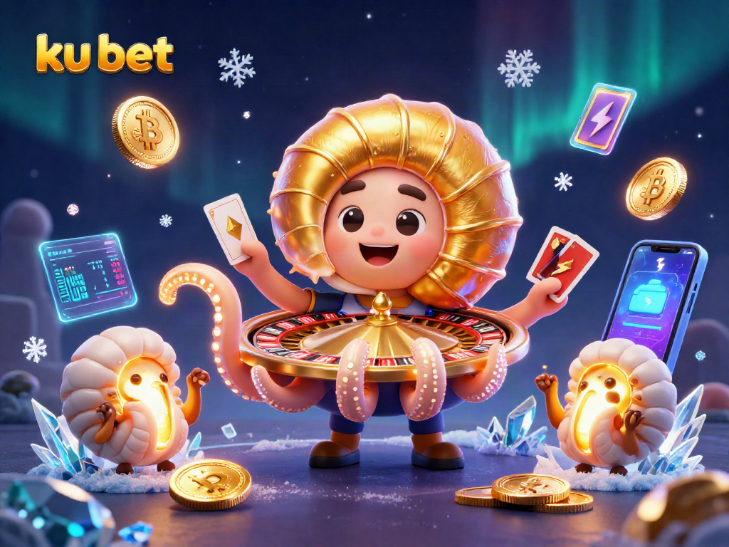 Engage with ku bet strategies using a 3D casino illustration showcasing a giant nautilus roulette.