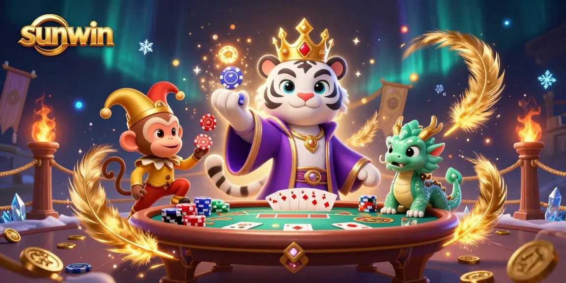 Experience thrilling action at sunwin with a vibrant jungle casino scene starring a regal tiger.