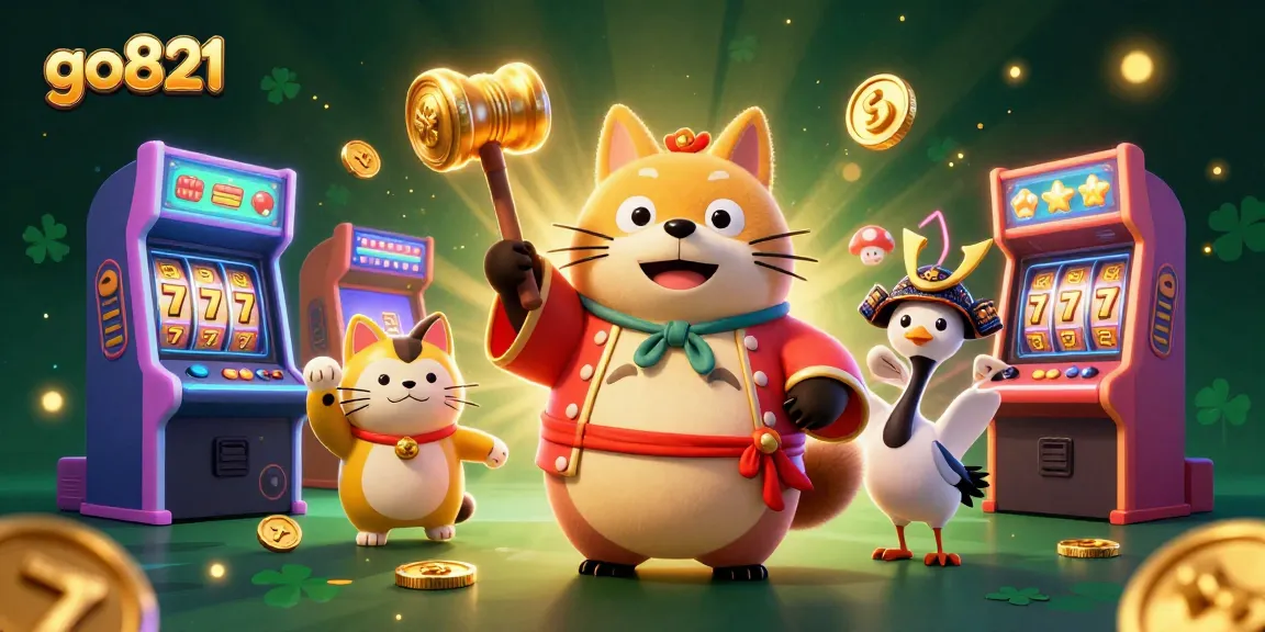 Experience the vibrant gameplay of go821 with cheerful tanuki and lucky symbols in a 3D casino world.