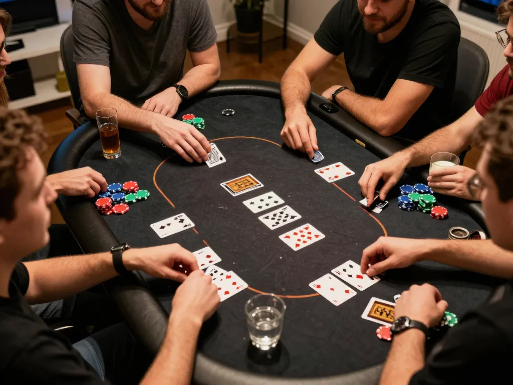 Players engaging in a lively poker game at home as they prepare for hwg500 login to access online gaming