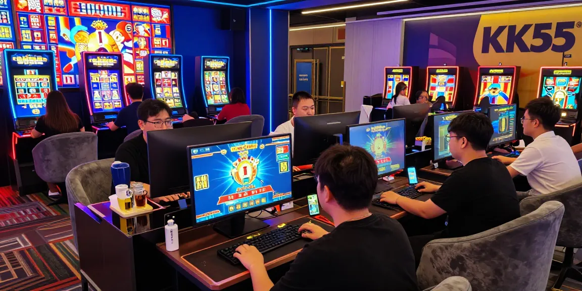 Exciting KK55 online gambling scene showcasing diverse players engaged in games with vibrant visuals and dynamic lighting.