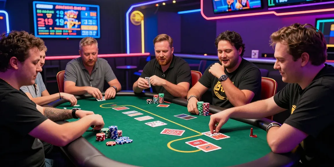 Người chơi tại bàn Poker B52 Club vui vẻ tham gia trò chơi thu hút và sôi động.