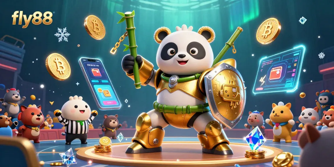 Join the excitement at fly88, where vibrant casino games come alive amid glowing crypto elements.