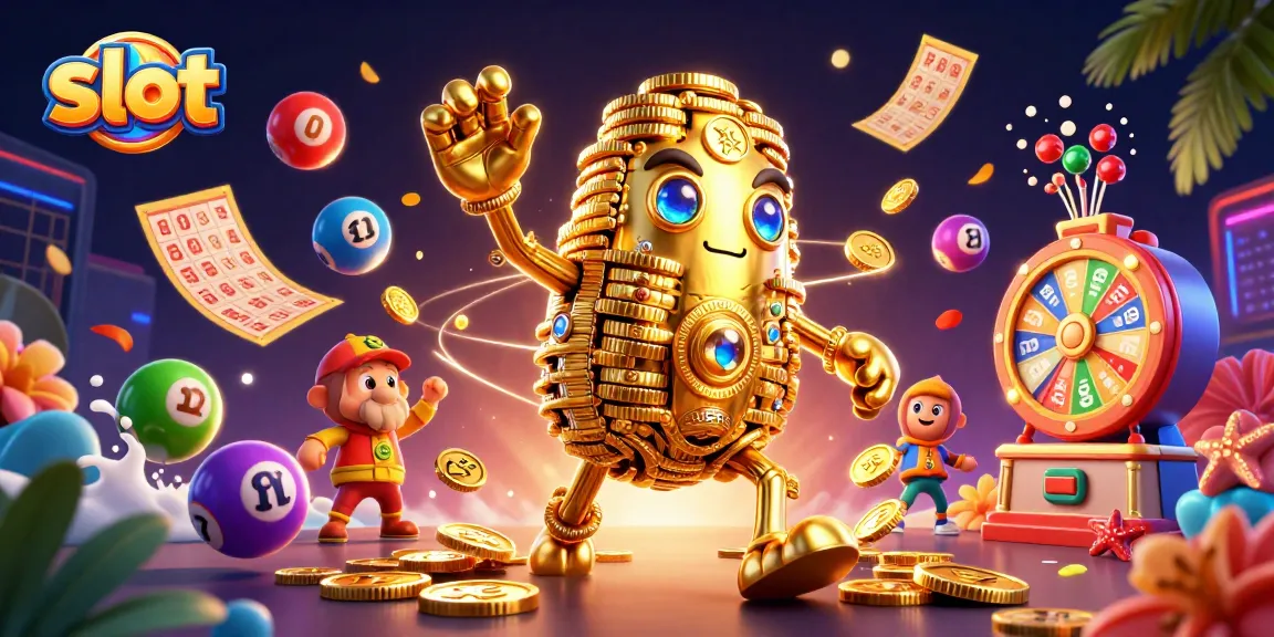 Spin the reels and enjoy the thrilling slot experience with golden golem and vibrant casino elements.