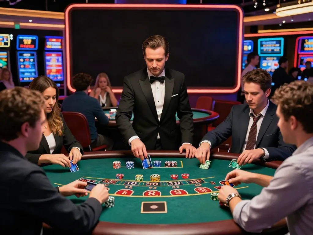 Players enjoying live dealer games at credit card casinos with vibrant atmosphere and excitement.