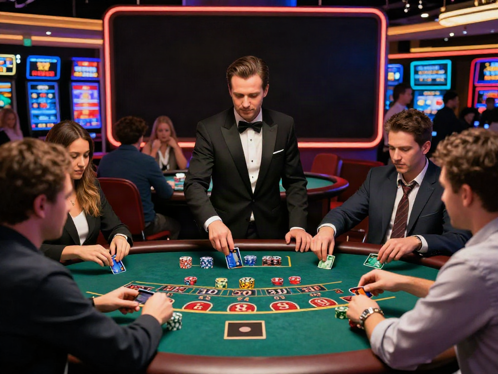 Players enjoying live dealer games at credit card casinos with vibrant atmosphere and excitement.