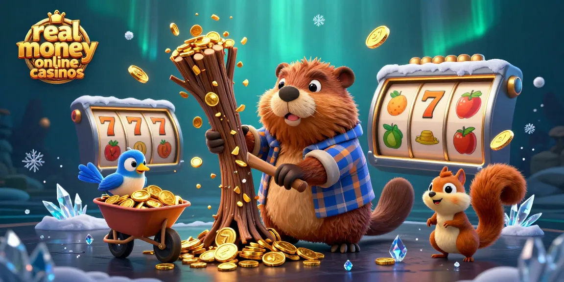 Experience excitement at real money online casinos with animated slot reels and charming characters.