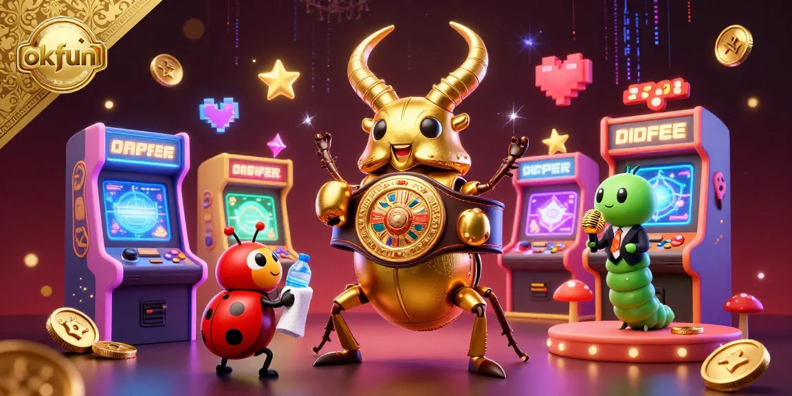 Engage in thrilling casino fun with okfun, featuring a dynamic scene and colorful gaming elements.