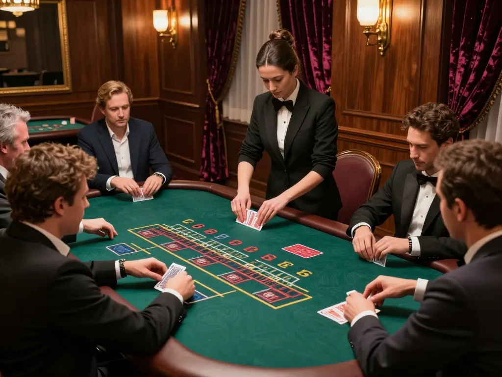 Exciting blackjack game action featuring no hu strategies and engaged players in a vibrant casino.
