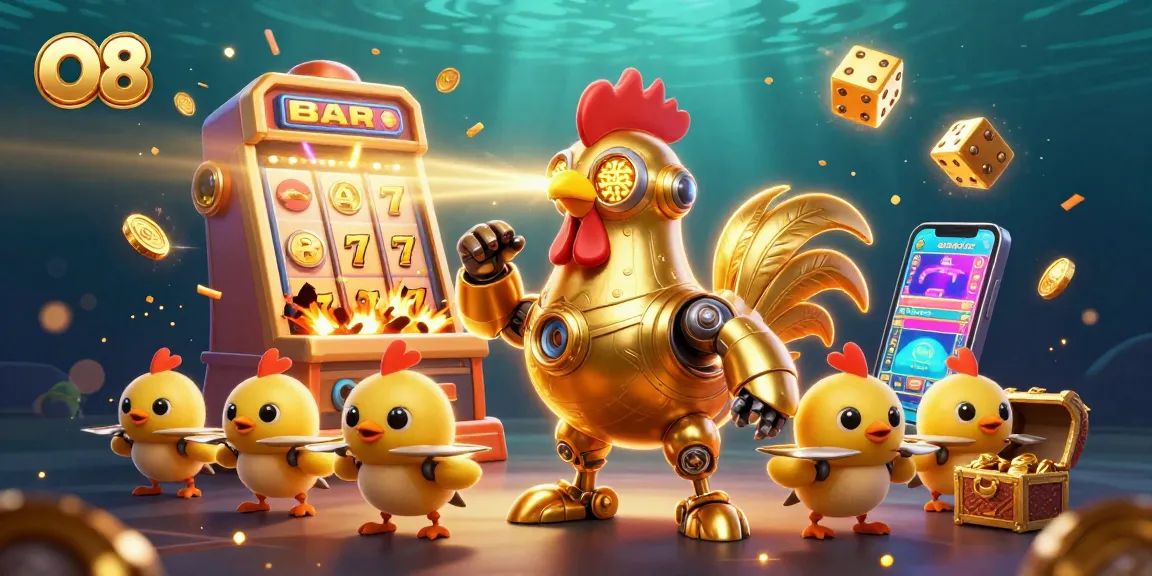 Experience the thrill of winning at O8, featuring vibrant casino games, slot machines, and dynamic characters.
