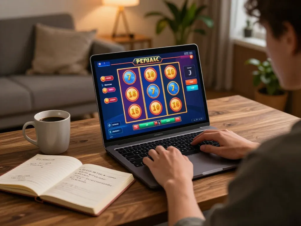 Player enjoys exciting online slots at 789, engaged in strategic gaming session.