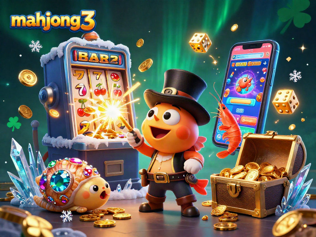 Engage with mahjong 3 through vibrant 3D casino art featuring dynamic characters and rich gaming elements.